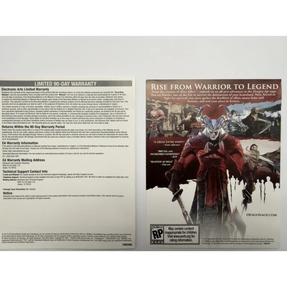 Mass‎ Effect 2 (Sony PlayStation 3, 2011) PS3 CIB Case Disc Insert EA BioWare